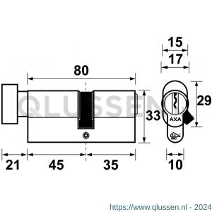 AXA knop veiligheidscilinder Security verlengd K45-35 7215-13-08