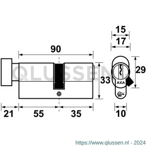 AXA knop veiligheidscilinder Security verlengd K55-35 7215-15-08