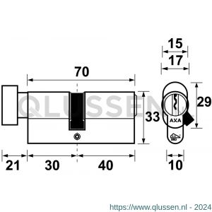 AXA knop veiligheidscilinder Security verlengd K30-40 7215-20-08