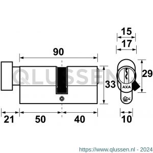 AXA knop veiligheidscilinder Security verlengd K50-40 7215-24-08