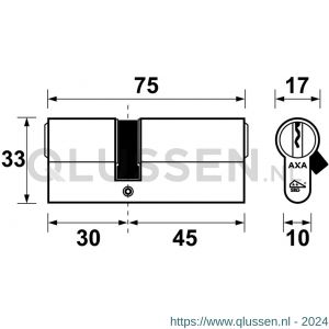 AXA dubbele veiligheidscilinder Security verlengd 30-45 7211-03-08