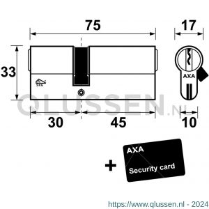 AXA dubbele veiligheidscilinder Xtreme Security verlengd 30-45 7261-03-08