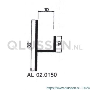 AluArt H-profiel paneel binnenprofiel ongelijkbenig 10 mm L 5000 mm aluminium brute AL020150