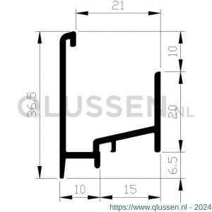 AluArt aanslagprofiel AAB3 L 6000 mm aluminium brute AL020303