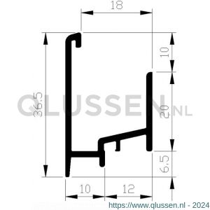 AluArt aanslagprofiel AAB4 L 6000 mm aluminium brute AL020304