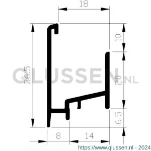 AluArt aanslagprofiel AAB5 L 6000 mm aluminium brute AL020305