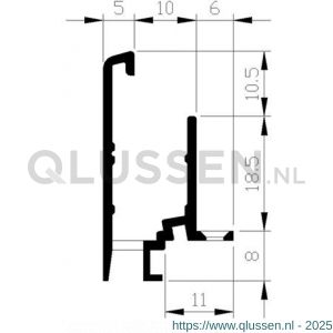 AluArt aanslagprofiel VH3 L 6000 mm aluminium brute AL020480