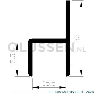 AluArt H-profiel duplo binnenprofiel VOM1 L 6000 mm aluminium brute AL021501