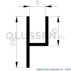 AluArt H-profiel paneel binnenprofiel 8 mm gelijkbenig L 6000 mm aluminium brute AL026149