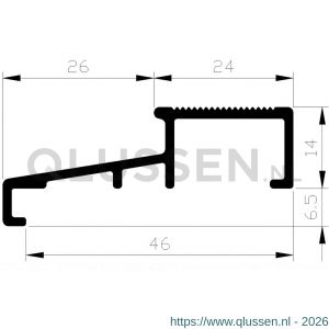 AluArt dorpelprofiel S3 14x46 mm bewerkt L 5000 mm aluminium brute AL040450