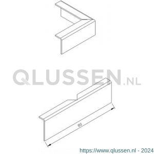 AluArt dakrandprofiel hoekstuk inwendige hoek dakrand 35x45 mm 200x200 mm voor AL050201 aluminium brute AL052201