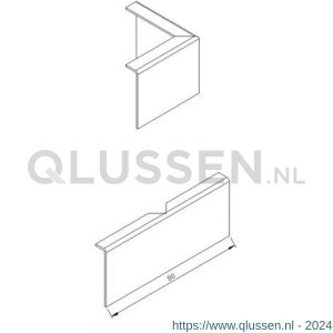 AluArt dakrandprofiel hoekstuk inwendige hoek dakrand 45x45 mm 200x200 mm aluminium brute AL052245