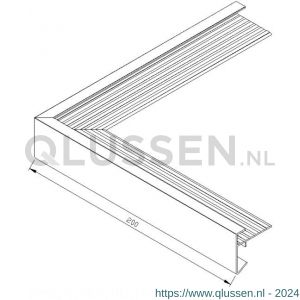 AluArt dakrandprofiel hoekstuk uitwendige hoek dakrand 35x35 mm 200x200 mm voor AL050207 aluminium brute AL051207