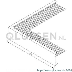 AluArt dakrandprofiel hoekstuk uitwendige hoek dakrand 45x45 mm 200x200 mm aluminium brute AL051245