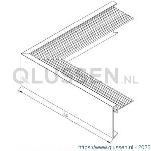 AluArt dakrandprofiel hoekstuk uitwendige hoek dakrand 60x45 mm 200x200 mm voor AL050272 aluminium brute AL051272