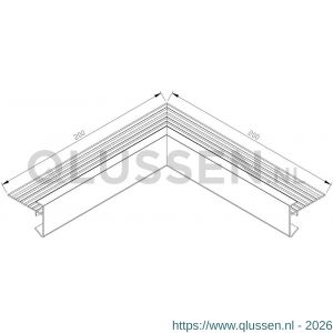 AluArt dakrandprofiel hoekstuk inwendige hoek dakrand 35x45 mm 200x200 mm voor AL050201 aluminium brute AL052201