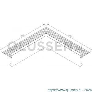 AluArt dakrandprofiel hoekstuk inwendige hoek dakrand 45x45 mm 200x200 mm aluminium brute AL052245