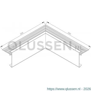 AluArt dakrandprofiel hoekstuk inwendige hoek dakrand 60x45 mm 200x200 mm voor AL050272 aluminium brute AL052272