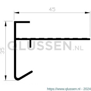 AluArt dakrandprofiel 35x45 mm geslobd L 2500 mm per 2 stuks aluminium brute AL053201