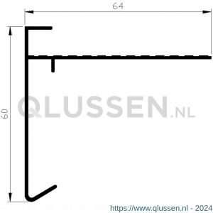 AluArt dakrandprofiel 60x64 mm geslobd L 2500 mm per 2 stuks aluminium brute AL053202