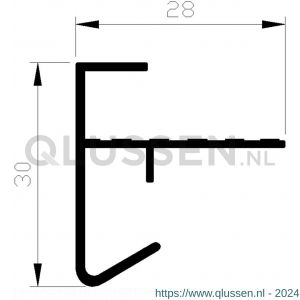 AluArt dakrandprofiel 30x28 mm L 2500 mm per 2 stuks geslobd aluminium brute AL053619