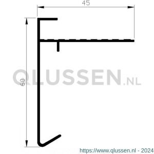 AluArt dakrandprofiel 60x45 mm L 2500 mm per 2 stuks aluminium brute AL057272