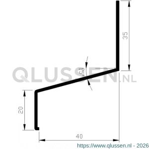 AluArt lekdorpel 40x35 mm L 5000 mm aluminium brute AL060285