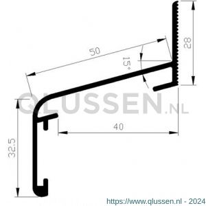 AluArt waterslagprofiel Roundline 15 graden 50/40 mm L 6000 mm aluminium brute AL060405