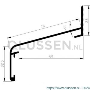 AluArt waterslagprofiel Roundline 15 graden 70/60 mm L 6000 mm aluminium brute AL060407