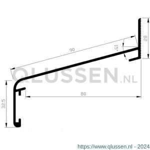 AluArt waterslagprofiel Roundline 15 graden 90/80 mm L 6000 mm aluminium brute AL060409