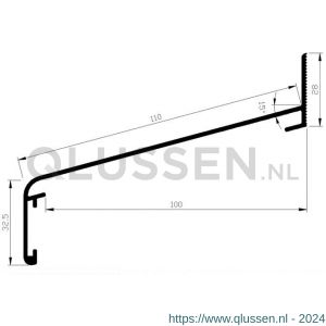 AluArt waterslagprofiel Roundline 15 graden 110/100 mm L 6000 mm aluminium brute AL060411