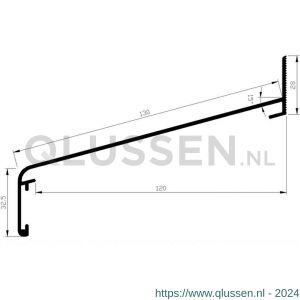 AluArt waterslagprofiel Roundline 15 graden 130/120 mm L 6000 mm aluminium brute AL060413