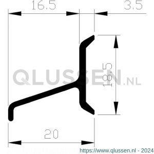 AluArt lekdorpel NPR 3671 D1 18,5x20 mm bewerkt L 5000 mm aluminium brute AL060434