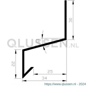 AluArt lekdorpel 30x34 mm L 6000 mm aluminium brute AL060704