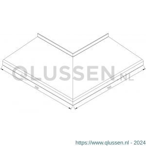 AluArt waterslagprofiel hoekstuk 90 graden uitwendig 500x500 mm voor Roundline 250/5 aluminium brute AL061250