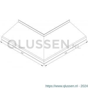 AluArt waterslagprofiel hoekstuk 90 graden uitwendig 500x500 mm voor Roundline 200/15 aluminium brute AL061420