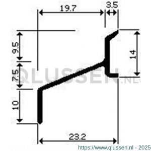 AluArt lekdorpel NPR 3671 D2v geanodiseerd en bewerkt L 5000 mm aluminium geanodiseerd AL061433