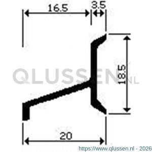 AluArt lekdorpel NPR 3671 D1v geanodiseerd en bewerkt L 5000 mm aluminium geanodiseerd AL061434
