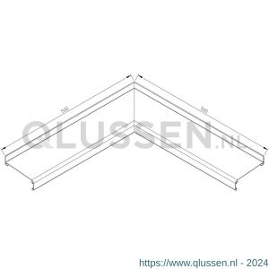 AluArt waterslagprofiel hoekstuk 90 graden inwendig 500x500 mm voor Roundline 110/5 aluminium brute AL062110