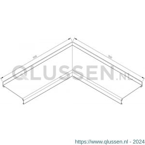 AluArt waterslagprofiel hoekstuk 90 graden inwendig 500x500 mm voor Roundline 150/5 aluminium brute AL062150