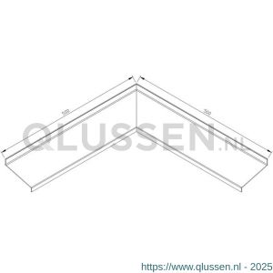 AluArt waterslagprofiel hoekstuk 90 graden inwendige hoek 100 mm 500x500 mm voor AL060228 aluminium brute AL062228