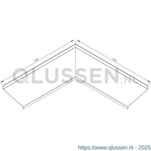 AluArt waterslagprofiel hoekstuk 90 graden inwendige hoek 140 mm 500x500 mm voor AL060246 aluminium brute AL062246