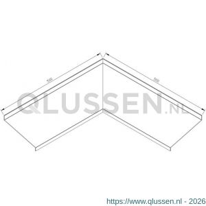 AluArt waterslagprofiel hoekstuk 90 graden inwendige hoek 160 mm 500x500 mm voor AL060247 aluminium brute AL062247