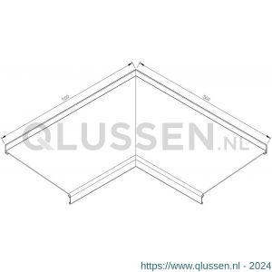 AluArt waterslagprofiel hoekstuk 90 graden inwendig 500x500 mm voor Roundline 250/5 aluminium brute AL062250