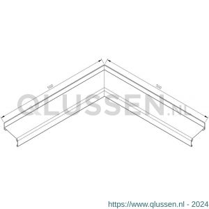 AluArt waterslagprofiel hoekstuk 90 graden inwendig 500x500 mm voor Roundline 70/15 aluminium brute AL062407