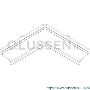 AluArt waterslagprofiel hoekstuk 90 graden inwendig 500x500 mm voor Roundline 110/15 aluminium brute AL062411