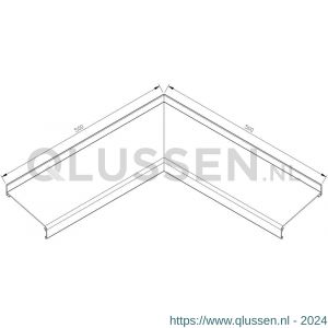 AluArt waterslagprofiel hoekstuk 90 graden inwendig 500x500 mm voor Roundline 130/15 aluminium brute AL062413