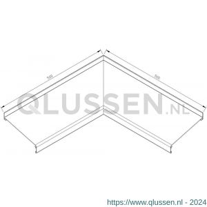 AluArt waterslagprofiel hoekstuk 90 graden inwendig 500x500 mm voor Roundline 165/15 aluminium brute AL062416