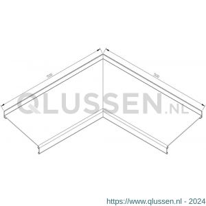 AluArt waterslagprofiel hoekstuk 90 graden inwendig 500x500 mm voor Roundline 180/15 aluminium brute AL062418