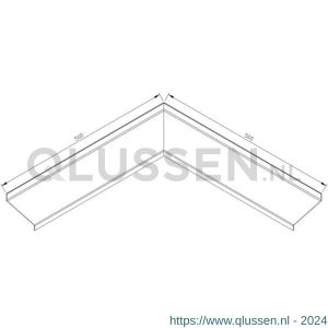 AluArt waterslagprofiel hoekstuk 90 graden inwendige hoek 90 mm 500x500 mm voor AL060611 aluminium brute AL062611